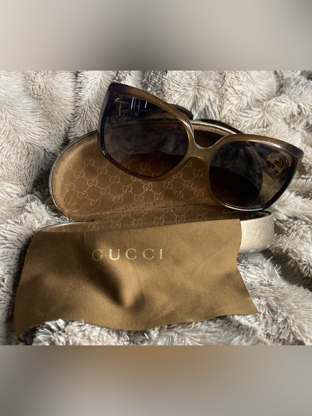 **RARE** Gucci Brown Tortoiseshell Gradient Women's Oversized Sunglasses